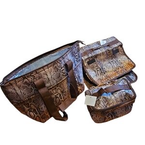 Brown Snake Print Bag Set 3 Pieces